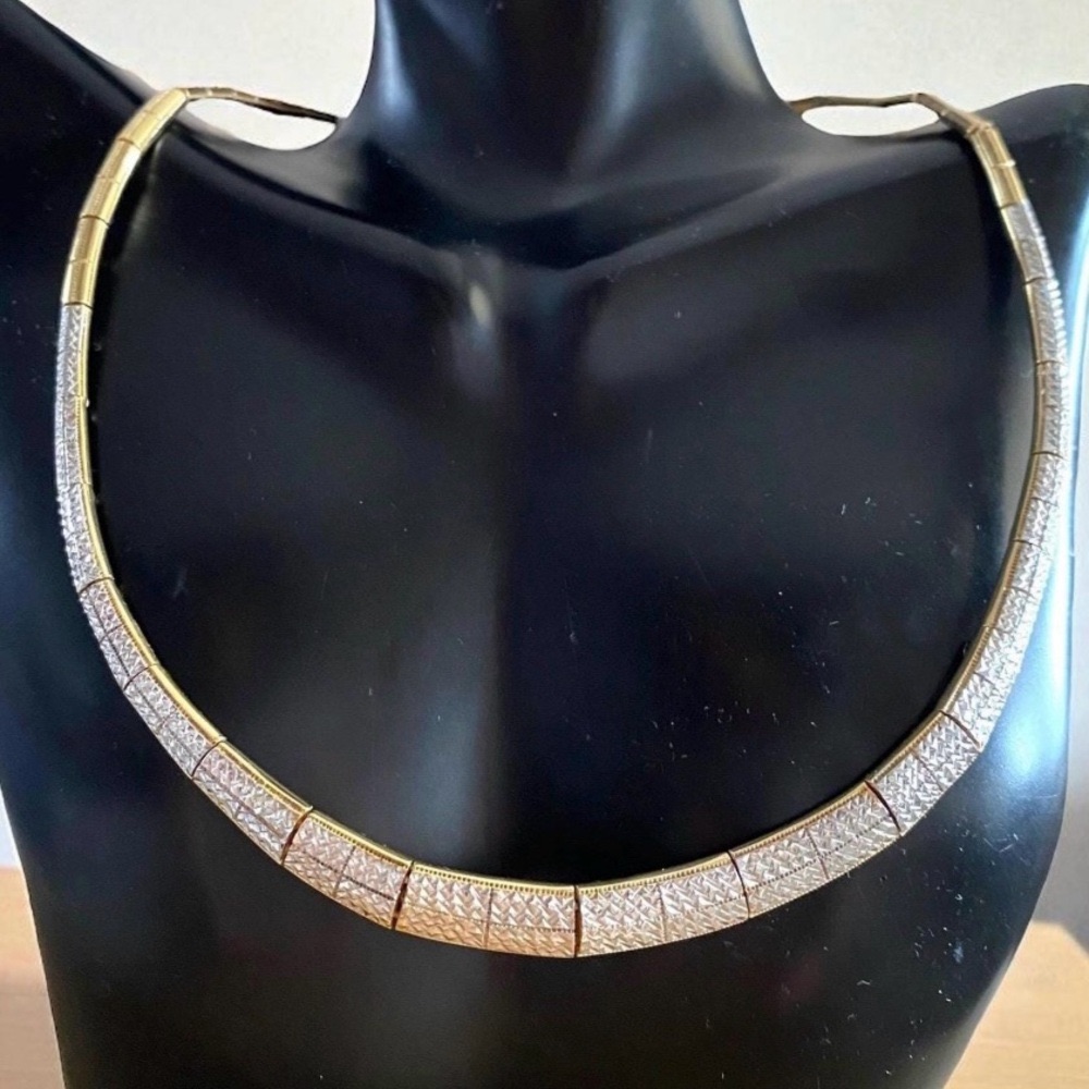 Estate 14k Two Tone Gold Unique Link Graduated Collar 1575 Necklace Beautiful